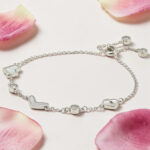 Silver MOP CZ Heart Charm Bracelet