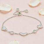 Silver MOP CZ Heart Charm Bracelet