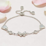 Sterling Silver Butterfly Heart Chain Bracelet