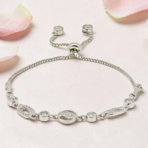 Sterling Silver CZ Adjustable Bracelet