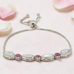 Sterling Silver CZ and MOP Adjustable Bracelet