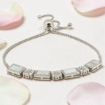 Sterling Silver CZ ans MOP Adjustable Bracelet