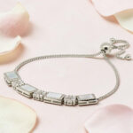 Sterling Silver CZ ans MOP Adjustable Bracelet