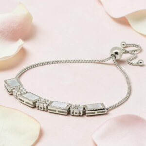 Sterling Silver CZ ans MOP Adjustable Bracelet