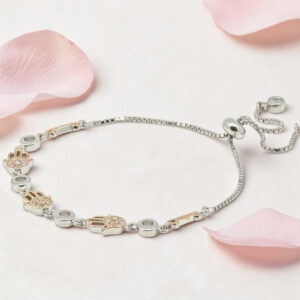 Sterling Silver Hamsa CZ Adjustable Bracelet