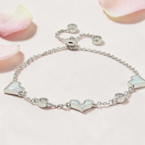 Sterling Silver Heart MOP CZ Bracelet