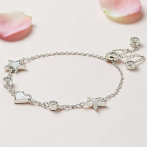 Sterling Silver MOP Heart and Star Bracelet