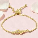 Gold Plated CZ Adjustable Bracelet 92.5 Silver
