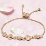 Gold Plated Heart and Diamond Adjustable Bracelet