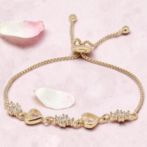 Gold Plated Heart and Diamond Adjustable Bracelet