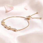 Gold Plated Heart and Diamond Adjustable Bracelet
