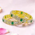 Green  CZ Silver Kada Bangle 92.5