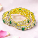 Green  CZ Silver Kada Bangle 92.5