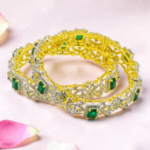 Green  CZ Silver Kada Bangle 92.5
