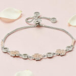 Silver 92.5 CZ Adjustable Flower Bracelet