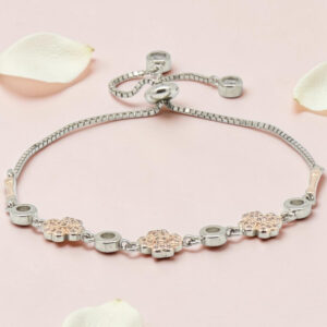 Silver 92.5 CZ Adjustable Flower Bracelet