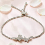 Silver 92.5 CZ Butterfly Adjustable Bracelet