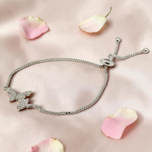 Silver 92.5 CZ Butterfly Adjustable Bracelet