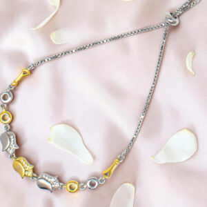 Silver Adjustable Chain Bracelet with Charms