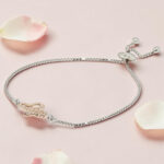 Silver Adjustable Heart CZ Bracelet