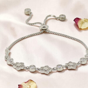 Silver CZ Adjustable Bolo Bracelet