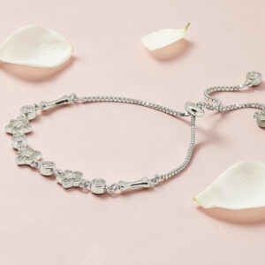 Silver CZ Adjustable Bolo Bracelet